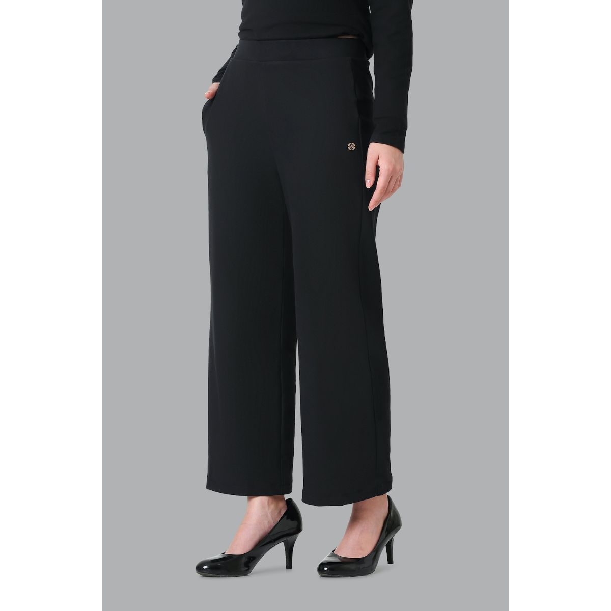 Buy BLACKBUCK Women Black Wide Leg Stretchable HIGH Rise Formal Parallel  Pants (2XL, BLACK3) at Amazon.in
